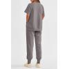 imagePRETTYGARDEN Womens Summer 2 Piece Outfit Tracksuits Casual Short Sleeve Tops High Waisted Sweatpants SetGrey