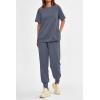 imagePRETTYGARDEN Womens Summer 2 Piece Outfit Tracksuits Casual Short Sleeve Tops High Waisted Sweatpants SetGrey Blue