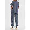 imagePRETTYGARDEN Womens Summer 2 Piece Outfit Tracksuits Casual Short Sleeve Tops High Waisted Sweatpants SetGrey Blue