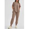 imagePRETTYGARDEN Womens Summer 2 Piece Outfit Tracksuits Casual Short Sleeve Tops High Waisted Sweatpants SetKhaki