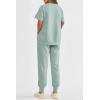 imagePRETTYGARDEN Womens Summer 2 Piece Outfit Tracksuits Casual Short Sleeve Tops High Waisted Sweatpants SetLight Blue