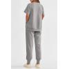 imagePRETTYGARDEN Womens Summer 2 Piece Outfit Tracksuits Casual Short Sleeve Tops High Waisted Sweatpants SetLight Grey