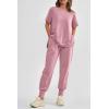 imagePRETTYGARDEN Womens Summer 2 Piece Outfit Tracksuits Casual Short Sleeve Tops High Waisted Sweatpants SetPink