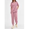 imagePRETTYGARDEN Womens Summer 2 Piece Outfit Tracksuits Casual Short Sleeve Tops High Waisted Sweatpants SetPink