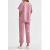 imagePRETTYGARDEN Womens Summer 2 Piece Outfit Tracksuits Casual Short Sleeve Tops High Waisted Sweatpants SetPink