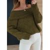 imagePRETTYGARDEN Womens Sweaters Fall Off The Shoulder Pullover 2024 Batwing Sleeve Loose Winter Knitted TopsArmy Green