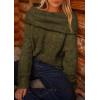 imagePRETTYGARDEN Womens Sweaters Fall Off The Shoulder Pullover 2024 Batwing Sleeve Loose Winter Knitted TopsArmy Green