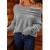 imagePRETTYGARDEN Womens Sweaters Fall Off The Shoulder Pullover 2024 Batwing Sleeve Loose Winter Knitted TopsGrey