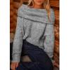 imagePRETTYGARDEN Womens Sweaters Fall Off The Shoulder Pullover 2024 Batwing Sleeve Loose Winter Knitted TopsGrey