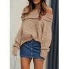imagePRETTYGARDEN Womens Sweaters Fall Off The Shoulder Pullover 2024 Batwing Sleeve Loose Winter Knitted TopsKhaki