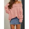 imagePRETTYGARDEN Womens Sweaters Fall Off The Shoulder Pullover 2024 Batwing Sleeve Loose Winter Knitted TopsPink