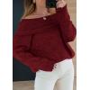 imagePRETTYGARDEN Womens Sweaters Fall Off The Shoulder Pullover 2024 Batwing Sleeve Loose Winter Knitted TopsWine Red