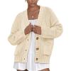 imagePRETTYGARDEN Womens Cardigan Sweaters Long Sleeve Open Front Button Up V Neck Ribbed Knit Fall Sweater JacketsBeige