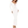 imagePRETTYGARDEN Womens Fall Knit Maxi Bodycon Dress Long Sleeve Cutout Tie Front V Neck Y2K Fitted Cocktail Party DressesWhite
