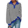imagePRETTYGARDEN Womens Striped Sweatshirts 2024 Fall Fashion Clothes Casual Long Sleeve Pullover Shirts Preppy TopsStriped Black White