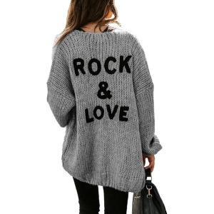 imagePRETTYGARDEN Womens Long Sleeve Open Front Knit Cardigans Sweaters Soft Loose Draped Coat OuterwearGrey