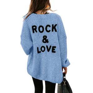 imagePRETTYGARDEN Womens Long Sleeve Open Front Knit Cardigans Sweaters Soft Loose Draped Coat OuterwearSky Blue