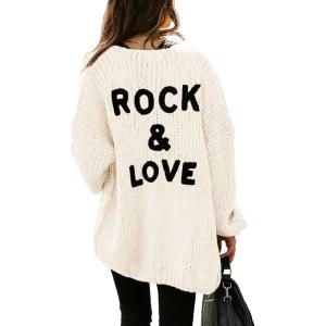 imagePRETTYGARDEN Womens Long Sleeve Open Front Knit Cardigans Sweaters Soft Loose Draped Coat OuterwearWhite