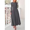 imagePRETTYGARDEN Casual Maxi Dress for Women 2024 Fall Fashion Clothes Long Sleeve Button Fit and Flare Long Flowy DressesDark Grey