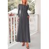 imagePRETTYGARDEN Casual Maxi Dress for Women 2024 Fall Fashion Clothes Long Sleeve Button Fit and Flare Long Flowy DressesDark Grey
