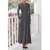 imagePRETTYGARDEN Casual Maxi Dress for Women 2024 Fall Fashion Clothes Long Sleeve Button Fit and Flare Long Flowy DressesDark Grey