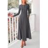 imagePRETTYGARDEN Casual Maxi Dress for Women 2024 Fall Fashion Clothes Long Sleeve Button Fit and Flare Long Flowy DressesDark Grey