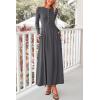 imagePRETTYGARDEN Casual Maxi Dress for Women 2024 Fall Fashion Clothes Long Sleeve Button Fit and Flare Long Flowy DressesDark Grey