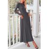 imagePRETTYGARDEN Casual Maxi Dress for Women 2024 Fall Fashion Clothes Long Sleeve Button Fit and Flare Long Flowy DressesDark Grey