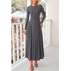 imagePRETTYGARDEN Casual Maxi Dress for Women 2024 Fall Fashion Clothes Long Sleeve Button Fit and Flare Long Flowy DressesDark Grey