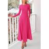 imagePRETTYGARDEN Casual Maxi Dress for Women 2024 Fall Fashion Clothes Long Sleeve Button Fit and Flare Long Flowy DressesRose Red