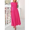 imagePRETTYGARDEN Casual Maxi Dress for Women 2024 Fall Fashion Clothes Long Sleeve Button Fit and Flare Long Flowy DressesRose Red