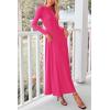 imagePRETTYGARDEN Casual Maxi Dress for Women 2024 Fall Fashion Clothes Long Sleeve Button Fit and Flare Long Flowy DressesRose Red