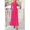 imagePRETTYGARDEN Casual Maxi Dress for Women 2024 Fall Fashion Clothes Long Sleeve Button Fit and Flare Long Flowy DressesRose Red
