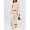 imagePRETTYGARDEN Womens 2 Piece Lounge Sets 2024 Winter Travel Outfits Long Sleeve Pullover Sweater Wide Leg Pants TracksuitsApricot