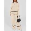 imagePRETTYGARDEN Womens 2 Piece Lounge Sets 2024 Winter Travel Outfits Long Sleeve Pullover Sweater Wide Leg Pants TracksuitsApricot