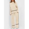 imagePRETTYGARDEN Womens 2 Piece Lounge Sets 2024 Winter Travel Outfits Long Sleeve Pullover Sweater Wide Leg Pants TracksuitsApricot