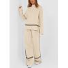 imagePRETTYGARDEN Womens 2 Piece Lounge Sets 2024 Winter Travel Outfits Long Sleeve Pullover Sweater Wide Leg Pants TracksuitsApricot