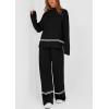 imagePRETTYGARDEN Womens 2 Piece Lounge Sets 2024 Winter Travel Outfits Long Sleeve Pullover Sweater Wide Leg Pants TracksuitsBlack