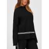 imagePRETTYGARDEN Womens 2 Piece Lounge Sets 2024 Winter Travel Outfits Long Sleeve Pullover Sweater Wide Leg Pants TracksuitsBlack