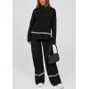 imagePRETTYGARDEN Womens 2 Piece Lounge Sets 2024 Winter Travel Outfits Long Sleeve Pullover Sweater Wide Leg Pants TracksuitsBlack