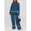 imagePRETTYGARDEN Womens 2 Piece Lounge Sets 2024 Winter Travel Outfits Long Sleeve Pullover Sweater Wide Leg Pants TracksuitsBlue