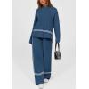 imagePRETTYGARDEN Womens 2 Piece Lounge Sets 2024 Winter Travel Outfits Long Sleeve Pullover Sweater Wide Leg Pants TracksuitsBlue
