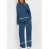 imagePRETTYGARDEN Womens 2 Piece Lounge Sets 2024 Winter Travel Outfits Long Sleeve Pullover Sweater Wide Leg Pants TracksuitsBlue