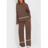 imagePRETTYGARDEN Womens 2 Piece Lounge Sets 2024 Winter Travel Outfits Long Sleeve Pullover Sweater Wide Leg Pants TracksuitsBrown