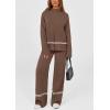 imagePRETTYGARDEN Womens 2 Piece Lounge Sets 2024 Winter Travel Outfits Long Sleeve Pullover Sweater Wide Leg Pants TracksuitsBrown