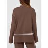 imagePRETTYGARDEN Womens 2 Piece Lounge Sets 2024 Winter Travel Outfits Long Sleeve Pullover Sweater Wide Leg Pants TracksuitsBrown