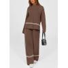 imagePRETTYGARDEN Womens 2 Piece Lounge Sets 2024 Winter Travel Outfits Long Sleeve Pullover Sweater Wide Leg Pants TracksuitsBrown