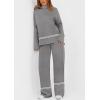 imagePRETTYGARDEN Womens 2 Piece Lounge Sets 2024 Winter Travel Outfits Long Sleeve Pullover Sweater Wide Leg Pants TracksuitsGrey