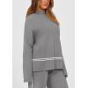 imagePRETTYGARDEN Womens 2 Piece Lounge Sets 2024 Winter Travel Outfits Long Sleeve Pullover Sweater Wide Leg Pants TracksuitsGrey