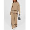 imagePRETTYGARDEN Womens 2 Piece Lounge Sets 2024 Winter Travel Outfits Long Sleeve Pullover Sweater Wide Leg Pants TracksuitsKhaki